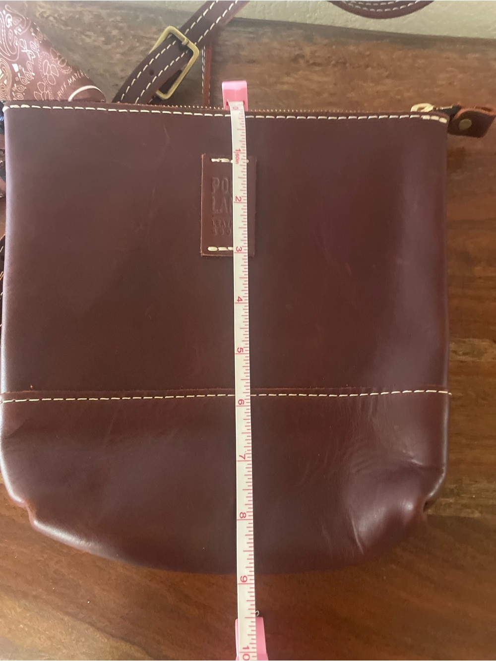 NWOT Portland Leather Goods Brown Full Grain Leather Crossbody + Matching Scarf - Picture 15 of 16